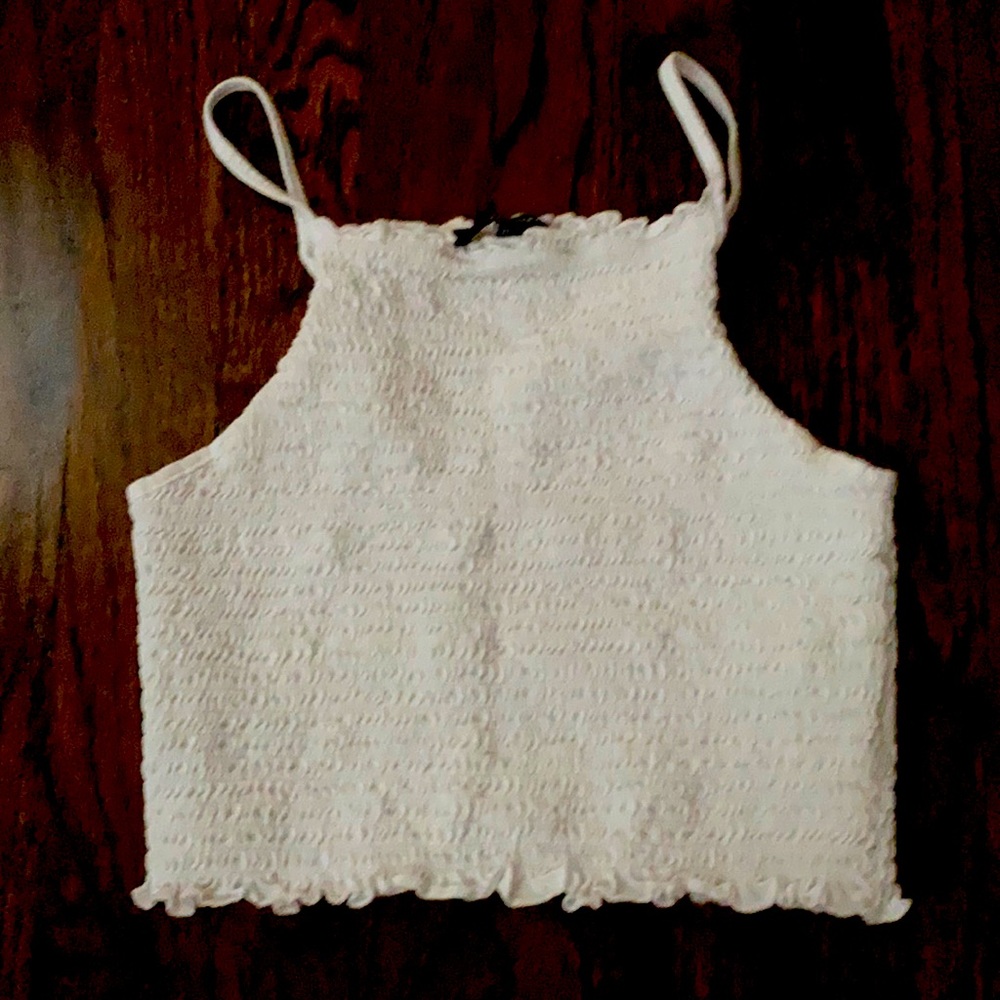 white ruched crop top